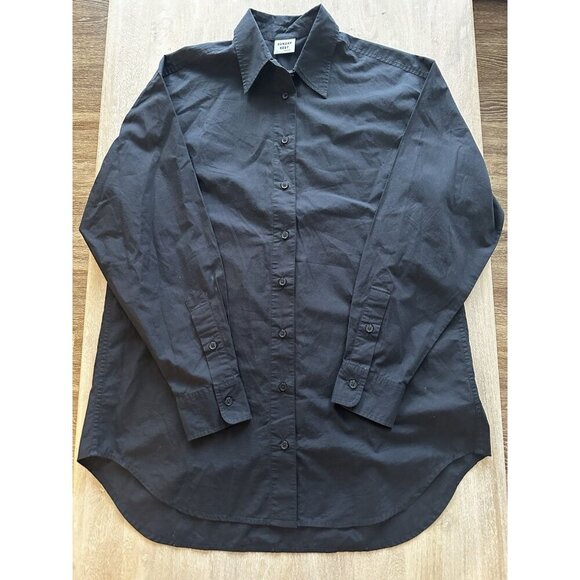 Aritzia Sunday Best Future Shirt Oversized Button Down Black Size Small Cotton - Picture 3 of 7